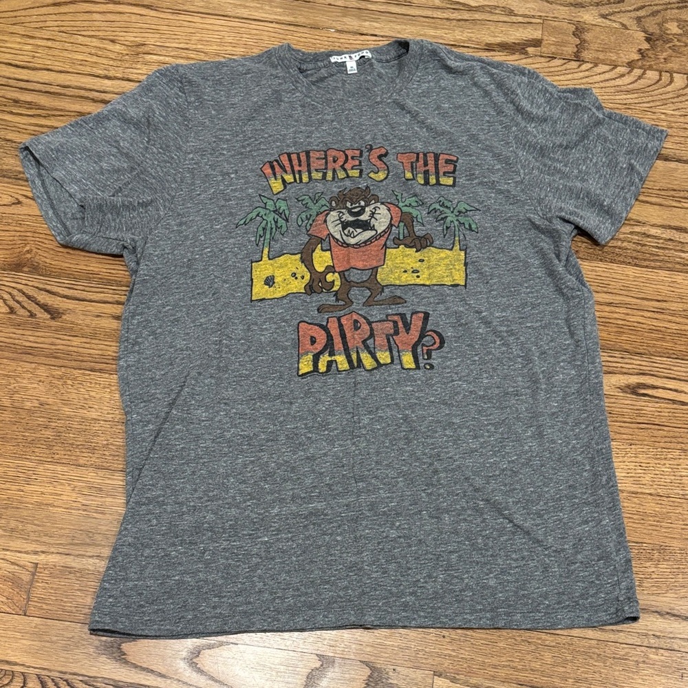 Junk Food Gray Men’s Graphic T-Shirt Where’s The Party?